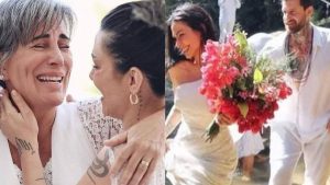 Gloria Pires surge aos prantos em fotos inéditas do casamento de Cleo