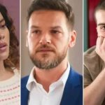 (Bella Campos), Theo (Emílio Dantas) e Rafael (Caio Manhente) em 'Vai na Fé'