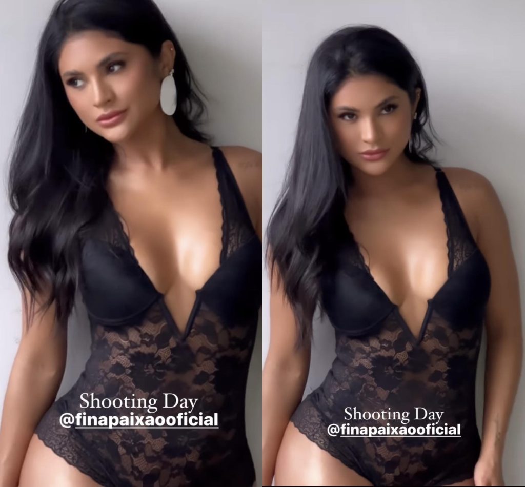 Mileide Mihaile mostra demais ao usar lingerie preta decotada