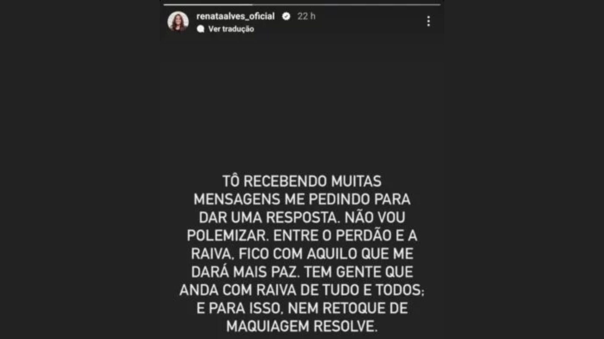 Renata Alves via stories - Reprodução/Instagram