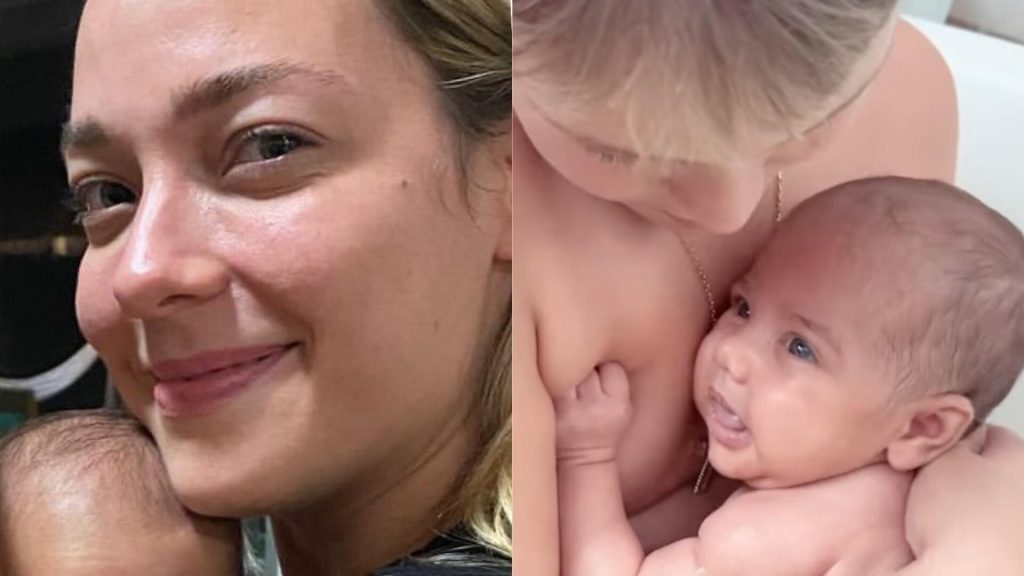 Carol Dantas e Davi Lucca com Mavie, filha de Neymar e Bruna Biancardi