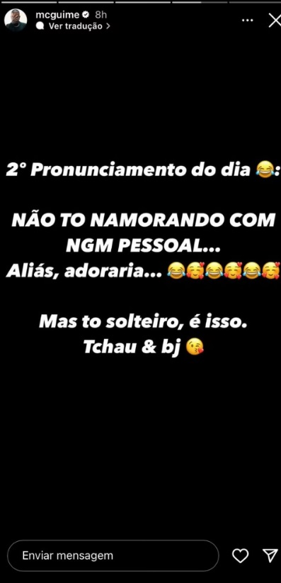 MC Guimê posta stories (Reprodução/Instagram)