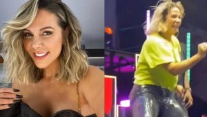 Carla Perez surpreende os fãs e dança em show do 'É o Tchan'