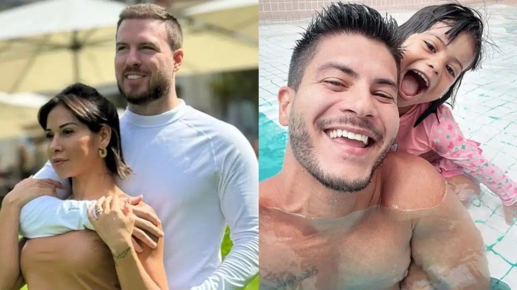 Maíra Cardi, Thiago Nigro e Arthur Aguiar com a filha Sophia