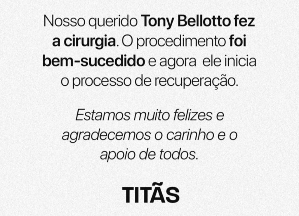 Comunicado Titãs - Reprodução/Instagram
