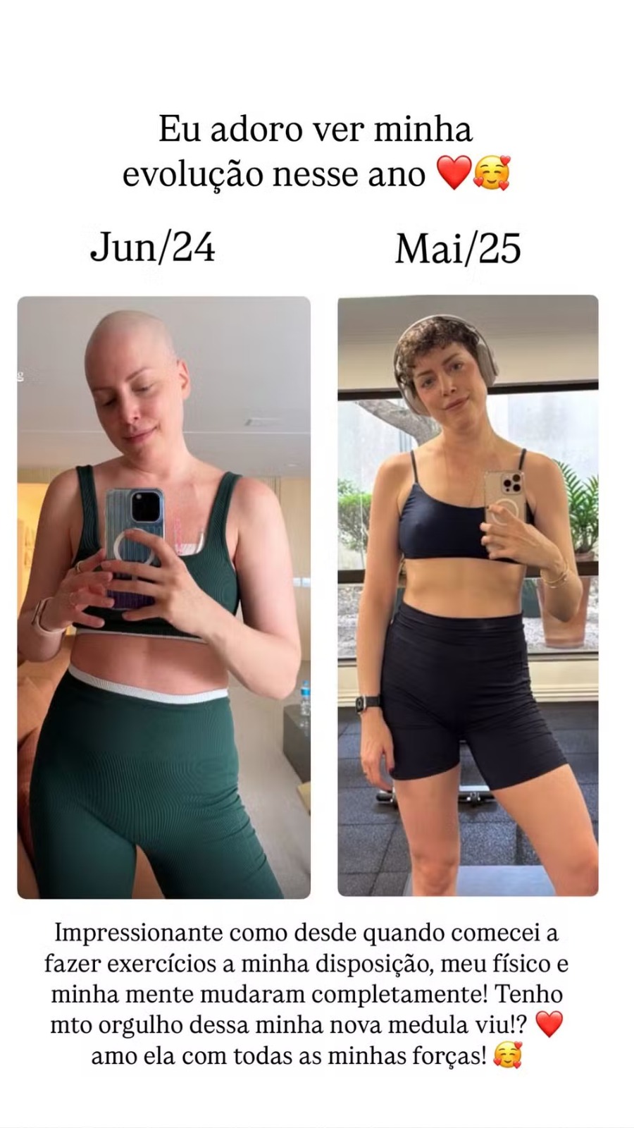 Antes e depois Fabiana Justus (Reprodução/Instagram)