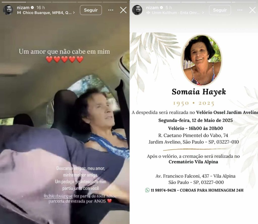 Ex-BBB Nizam anuncia morte da mãe