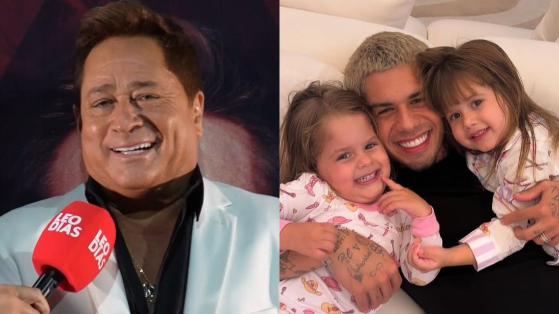 Leonardo e Zé Felipe com as filhas, Maria Alice e Maria Flor