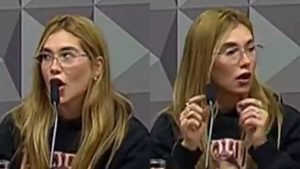 Virginia Fonseca confunde microfone com canudo de copo durante CPI