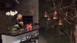 Xuxa alimentando morcegos